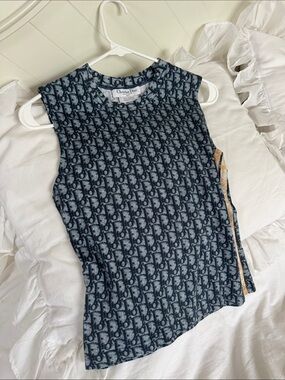 Dior Authentic Navy and White Monogram Tank Top